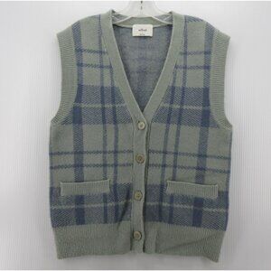 Wilfred Blue and Gray Checkered Sweater Vest